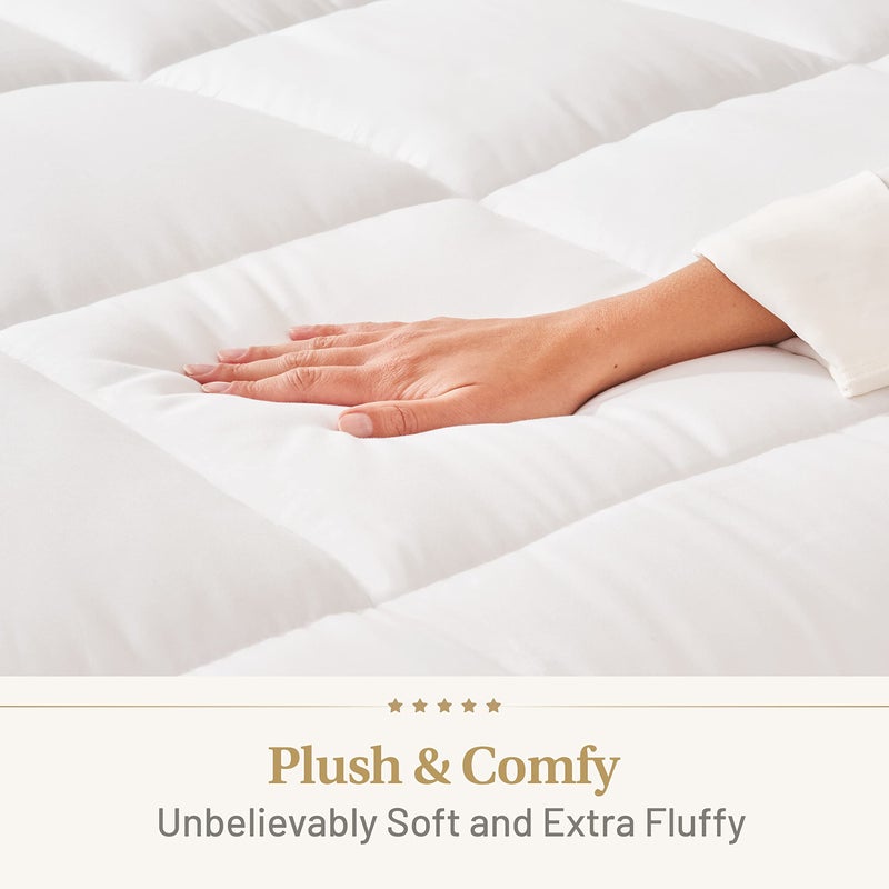 Lavish Comforts Down Alternative Comforter Queen Size - Fluffy Duvet Insert - Puffy Premium All Season Winter - Luxury Breathable Hotel Plush Comforter - Queen, White, 86x86 inches - Eco-Compressed Packing - Image 3